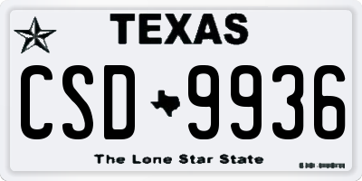TX license plate CSD9936