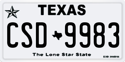 TX license plate CSD9983