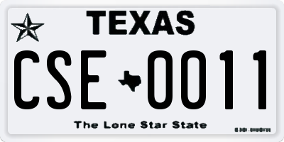 TX license plate CSE0011