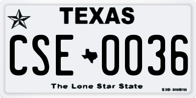 TX license plate CSE0036
