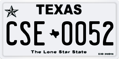TX license plate CSE0052