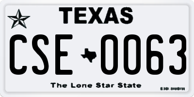 TX license plate CSE0063