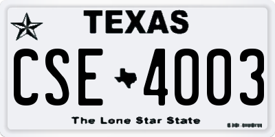 TX license plate CSE4003