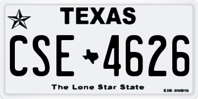 TX license plate CSE4626