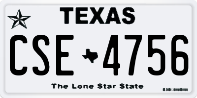 TX license plate CSE4756