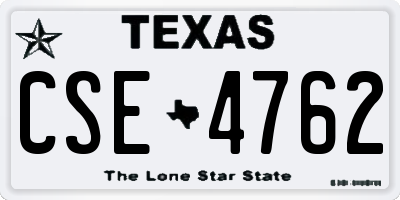TX license plate CSE4762