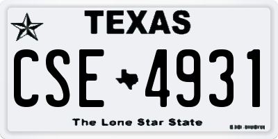 TX license plate CSE4931