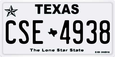 TX license plate CSE4938