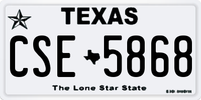 TX license plate CSE5868