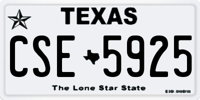 TX license plate CSE5925