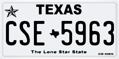 TX license plate CSE5963