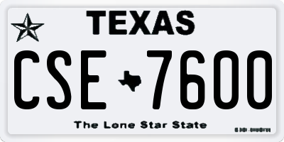 TX license plate CSE7600