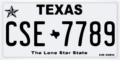 TX license plate CSE7789