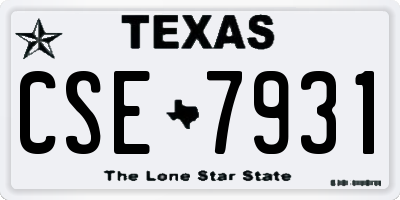 TX license plate CSE7931