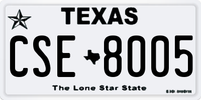 TX license plate CSE8005
