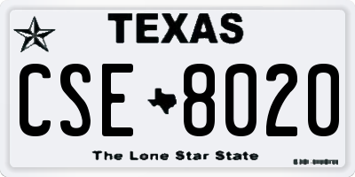 TX license plate CSE8020