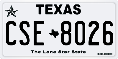 TX license plate CSE8026