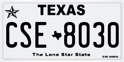 TX license plate CSE8030