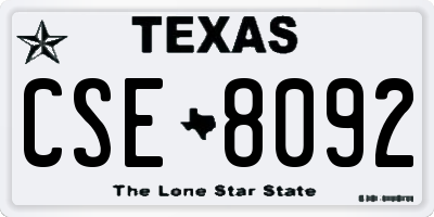 TX license plate CSE8092