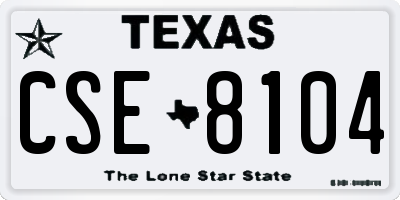 TX license plate CSE8104