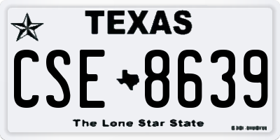 TX license plate CSE8639