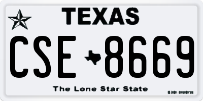TX license plate CSE8669