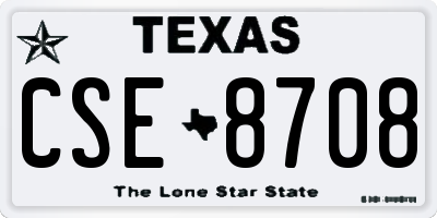 TX license plate CSE8708