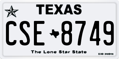 TX license plate CSE8749