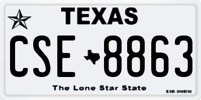 TX license plate CSE8863