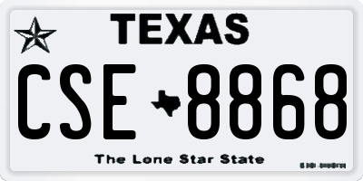 TX license plate CSE8868