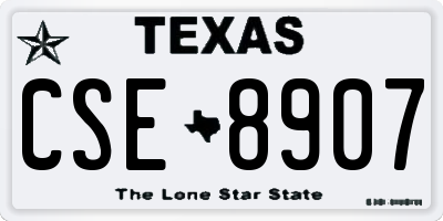 TX license plate CSE8907