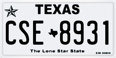 TX license plate CSE8931