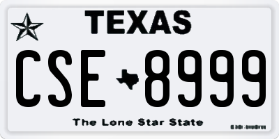 TX license plate CSE8999