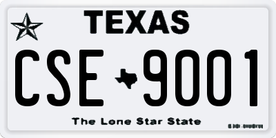 TX license plate CSE9001
