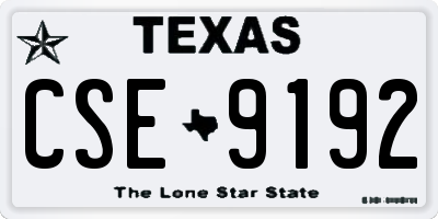 TX license plate CSE9192