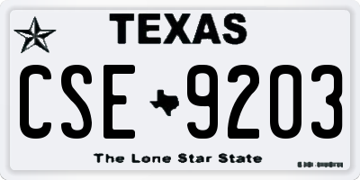 TX license plate CSE9203