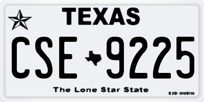 TX license plate CSE9225