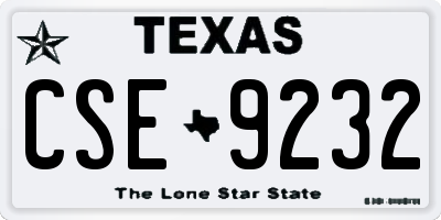 TX license plate CSE9232