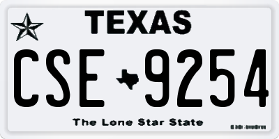 TX license plate CSE9254