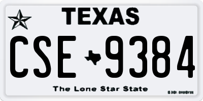 TX license plate CSE9384
