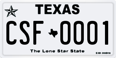 TX license plate CSF0001