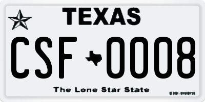 TX license plate CSF0008