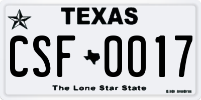 TX license plate CSF0017