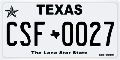 TX license plate CSF0027