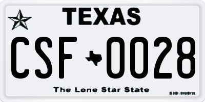 TX license plate CSF0028