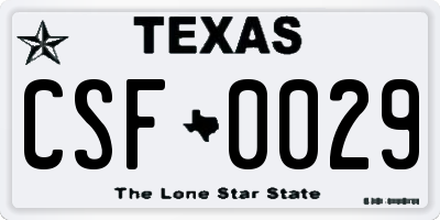 TX license plate CSF0029