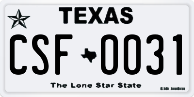 TX license plate CSF0031