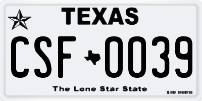 TX license plate CSF0039