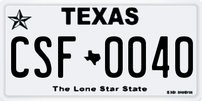 TX license plate CSF0040