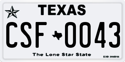TX license plate CSF0043